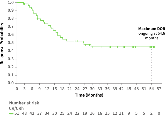 Graph showing duration of responses in REZLIDHIA clinical study